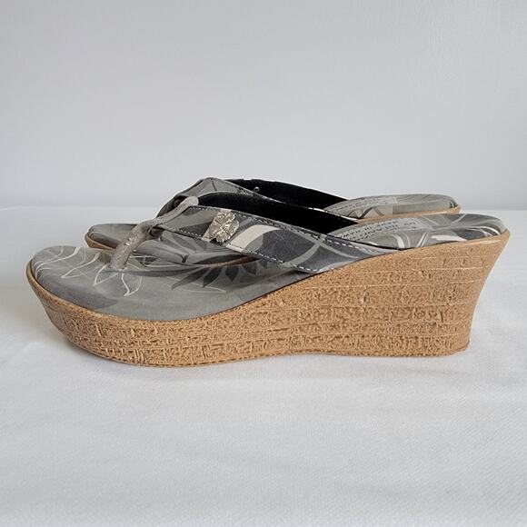 Island Slipper Wedge 3" Heel Sandals Womens Sz 10 Hawaiian Made In Hawaii USA - Picture 4 of 12